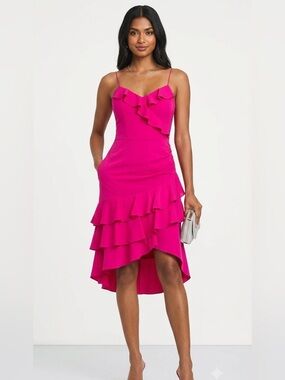 Aidan Mattox  midi dress with Ruffles